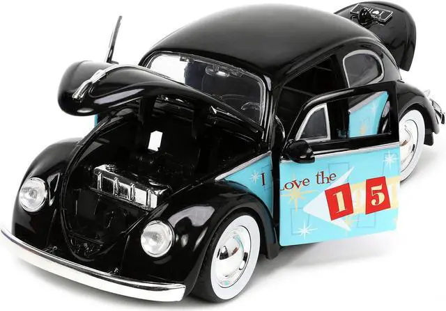 Alt view image 4 of 8 - 1959 Volkswagen Beetle Black with Graphics "I Love the 50's" Series 1/24 Diecast Model Car by Jada