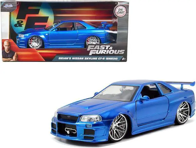 Main image of Brian's Nissan GTR Skyline R34 Blue "Fast & Furious" Movie 1/24 Diecast Model Car by Jada