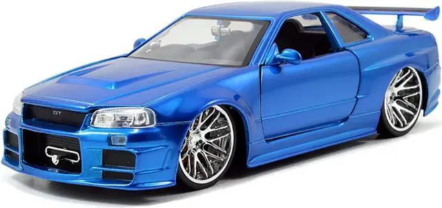 Alt view image 2 of 3 - Brian's Nissan GTR Skyline R34 Blue "Fast & Furious" Movie 1/24 Diecast Model Car by Jada