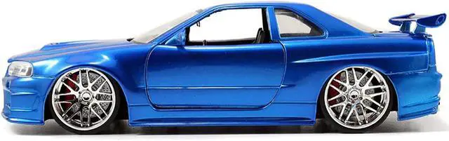Alt view image 3 of 3 - Brian's Nissan GTR Skyline R34 Blue "Fast & Furious" Movie 1/24 Diecast Model Car by Jada