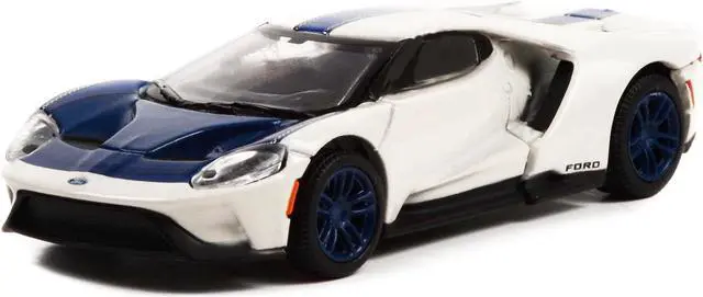 Alt view image 3 of 5 - 2022 Ford GT "1964 Prototype Heritage Edition" White Metallic with Blue Hood and Stripe "Hobby Exclusive" Series 1/64 Diecast Model Car by Greenlight