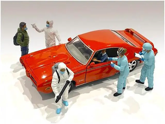Alt view image 3 of 5 - Hazmat Crew 6 piece Figurine Set for 1/24 Scale Models by American Diorama