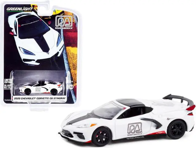 Alt view image 3 of 5 - 2020 Chevrolet Corvette C8 Stingray White and Black "Road America Official Pace Car" "Hobby Exclusive" 1/64 Diecast Model Car by Greenlight