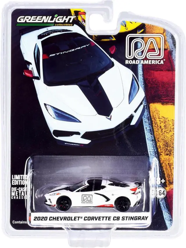 Alt view image 4 of 5 - 2020 Chevrolet Corvette C8 Stingray White and Black "Road America Official Pace Car" "Hobby Exclusive" 1/64 Diecast Model Car by Greenlight
