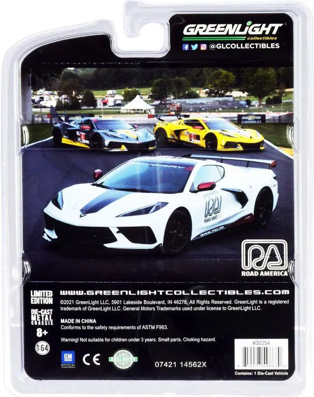 Alt view image 5 of 5 - 2020 Chevrolet Corvette C8 Stingray White and Black "Road America Official Pace Car" "Hobby Exclusive" 1/64 Diecast Model Car by Greenlight