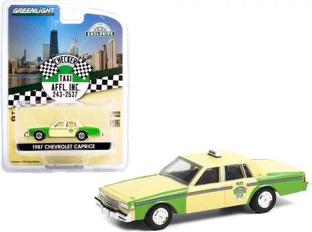 Alt view image 3 of 5 - 1987 Chevrolet Caprice Yellow and Green "Chicago Checker Taxi Affl Inc." "Hobby Exclusive" 1/64 Diecast Model Car by Greenlight