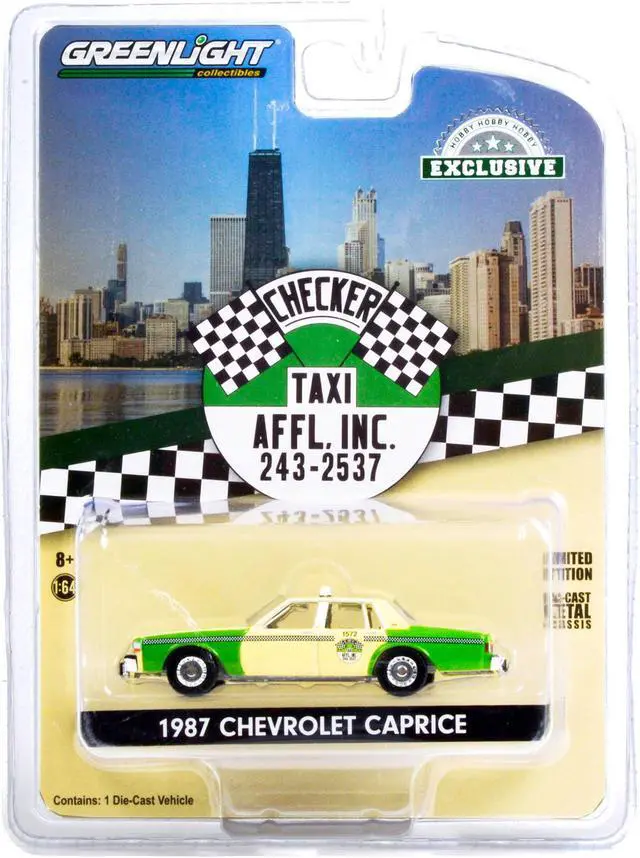 Alt view image 5 of 5 - 1987 Chevrolet Caprice Yellow and Green "Chicago Checker Taxi Affl Inc." "Hobby Exclusive" 1/64 Diecast Model Car by Greenlight