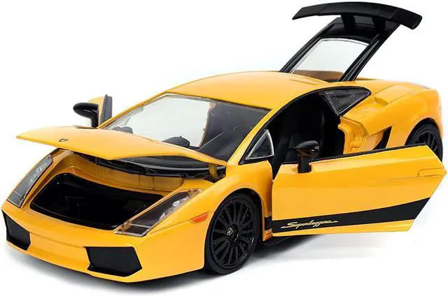 Alt view image 4 of 6 - Lamborghini Gallardo Superleggera Yellow with Black Stripes "Fast & Furious" Movie 1/24 Diecast Model Car by Jada