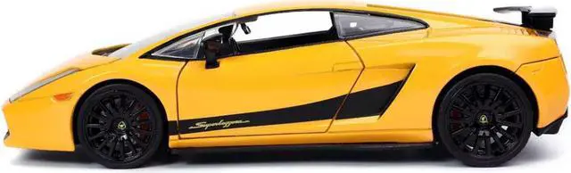 Alt view image 5 of 6 - Lamborghini Gallardo Superleggera Yellow with Black Stripes "Fast & Furious" Movie 1/24 Diecast Model Car by Jada