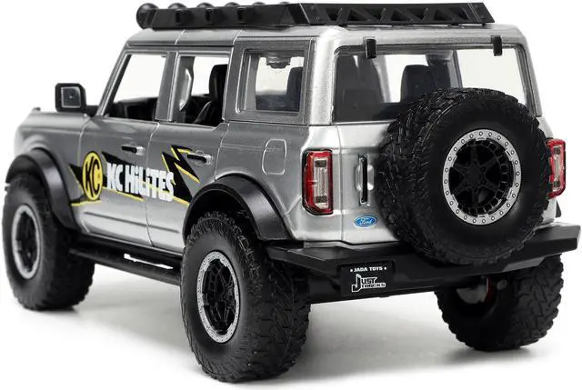 Alt view image 5 of 8 - 2021 Ford Bronco Gray Metallic "KC HiLiTES" with Extra Wheels "Just Trucks" Series 1/24 Diecast Model Car by Jada