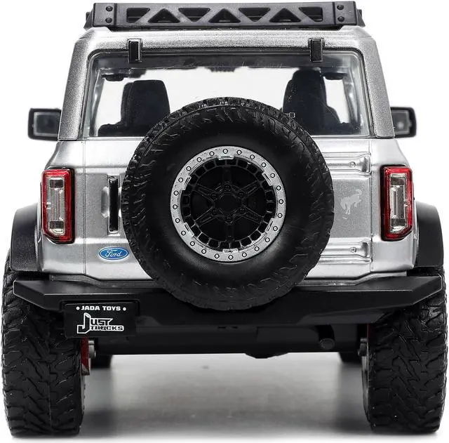 Alt view image 7 of 8 - 2021 Ford Bronco Gray Metallic "KC HiLiTES" with Extra Wheels "Just Trucks" Series 1/24 Diecast Model Car by Jada