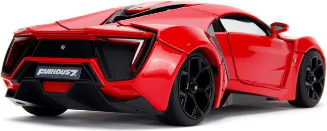 Alt view image 7 of 8 - Lykan Hypersport Red with Lights and Dom Figurine "Fast & Furious" Movie 1/18 Diecast Model Car by Jada