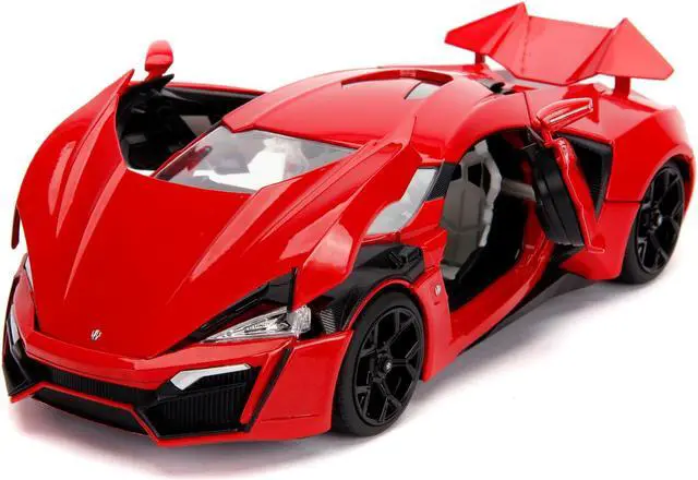 Alt view image 4 of 8 - Lykan Hypersport Red with Lights and Dom Figurine "Fast & Furious" Movie 1/18 Diecast Model Car by Jada