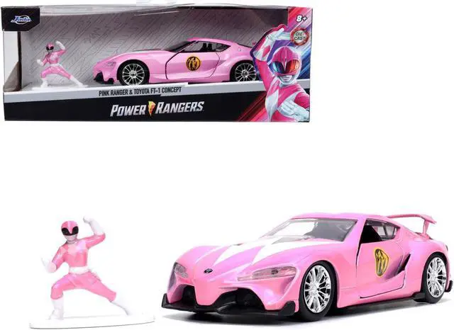 Alt view image 3 of 8 - Toyota FT-1 Concept Pink Metallic and Pink Ranger Diecast Figurine "Power Rangers" "Hollywood Rides" Series 1/32 Diecast Model Car by Jada