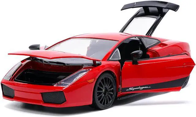 Alt view image 4 of 7 - Lamborghini Gallardo Superleggera Red with Black Stripes "Hyper-Spec" Series 1/24 Diecast Model Car by Jada