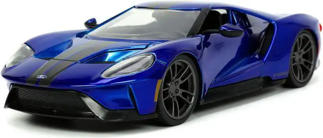 Alt view image 4 of 6 - 2017 Ford GT Candy Blue with Gray Stripes "Hyper-Spec" Series 1/24 Diecast Model Car by Jada