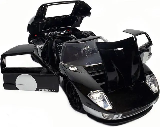 Alt view image 5 of 7 - 2005 Ford GT Black and Silver "Bigtime Muscle" Series 1/24 Diecast Model Car by Jada