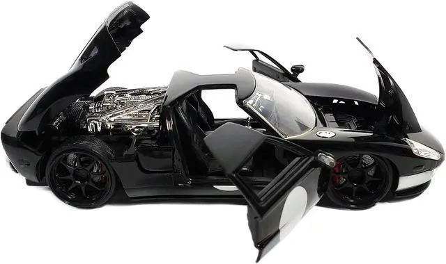 Alt view image 6 of 7 - 2005 Ford GT Black and Silver "Bigtime Muscle" Series 1/24 Diecast Model Car by Jada