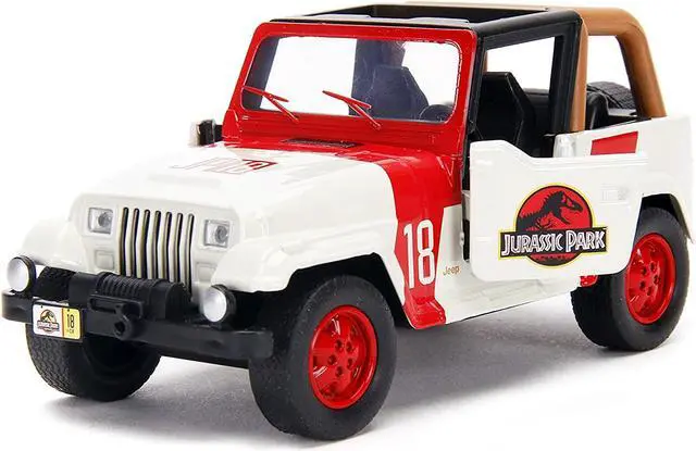 Alt view image 4 of 7 - Jeep Wrangler #18 "Jurassic Park" Red and Beige "Jurassic World" 1/32 Diecast Model Car by Jada