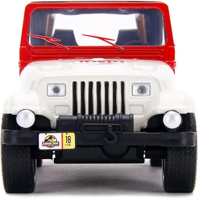 Alt view image 6 of 7 - Jeep Wrangler #18 "Jurassic Park" Red and Beige "Jurassic World" 1/32 Diecast Model Car by Jada