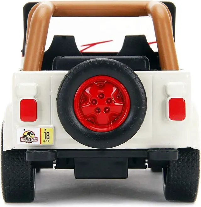 Alt view image 7 of 7 - Jeep Wrangler #18 "Jurassic Park" Red and Beige "Jurassic World" 1/32 Diecast Model Car by Jada