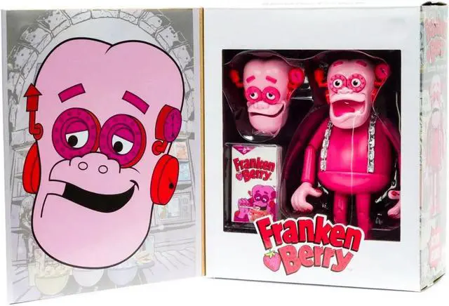 Alt view image 6 of 7 - Franken Berry 6.25" Moveable Figurine with Alternate Head and Cereal Box "General Mills" 1/12 Scale by Jada