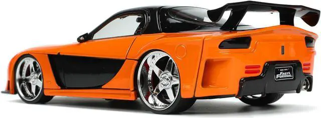 Alt view image 7 of 8 - 1995 Mazda RX-7 Widebody RHD (Right Hand Drive) Orange Metallic and Black with Han Diecast Figurine "The Fast and the Furious: Tokyo Drift" (2006) Movie 1/24 Diecast Model Car by Jada