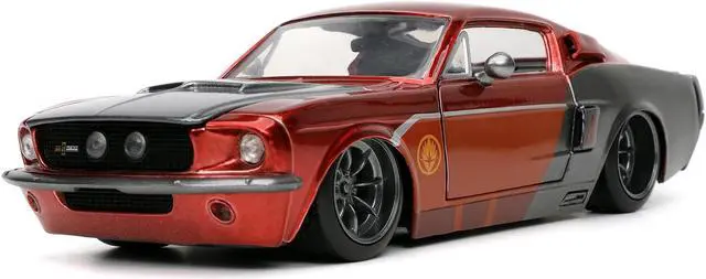 Alt view image 4 of 8 - 1967 Ford Mustang Shelby GT-500 Red Metallic and Gray Metallic with Star-Lord Diecast Figurine "Guardians of the Galaxy" "Marvel" Series 1/24 Diecast Model Car by Jada