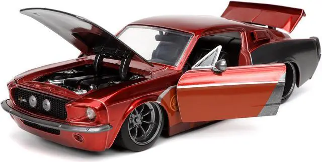 Alt view image 5 of 8 - 1967 Ford Mustang Shelby GT-500 Red Metallic and Gray Metallic with Star-Lord Diecast Figurine "Guardians of the Galaxy" "Marvel" Series 1/24 Diecast Model Car by Jada
