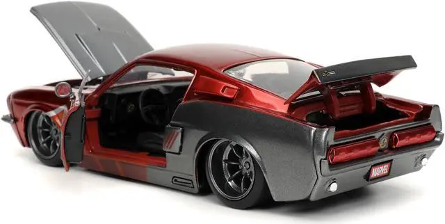 Alt view image 6 of 8 - 1967 Ford Mustang Shelby GT-500 Red Metallic and Gray Metallic with Star-Lord Diecast Figurine "Guardians of the Galaxy" "Marvel" Series 1/24 Diecast Model Car by Jada