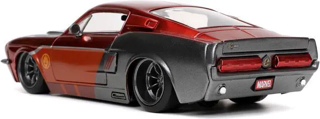 Alt view image 7 of 8 - 1967 Ford Mustang Shelby GT-500 Red Metallic and Gray Metallic with Star-Lord Diecast Figurine "Guardians of the Galaxy" "Marvel" Series 1/24 Diecast Model Car by Jada