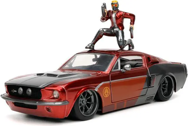 Alt view image 8 of 8 - 1967 Ford Mustang Shelby GT-500 Red Metallic and Gray Metallic with Star-Lord Diecast Figurine "Guardians of the Galaxy" "Marvel" Series 1/24 Diecast Model Car by Jada