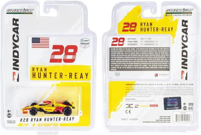 Alt view image 5 of 5 - Dallara IndyCar #28 Ryan Hunter-Reay "DHL" Andretti Autosport "NTT IndyCar Series" (2021) 1/64 Diecast Model Car by Greenlight