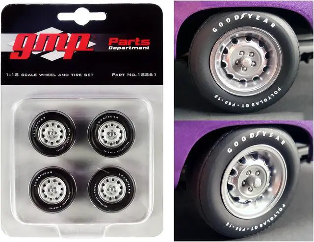 Alt view image 3 of 5 - Muscle Car Rally Wheels and Tires Set of 4 pieces from "1970 Dodge Coronet Super Bee" 1/18 by GMP