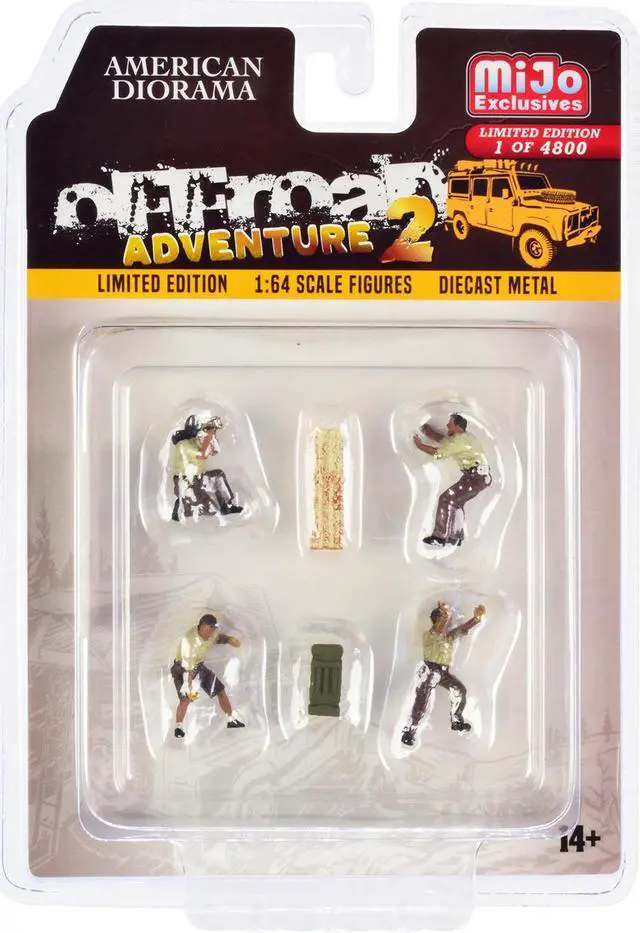 Alt view image 3 of 5 - "Off-Road Adventure 2" 6 piece Diecast Set (4 Male Figurines and 2 Accessories) Limited Edition to 4800 pieces Worldwide for 1/64 Scale Models by American Diorama
