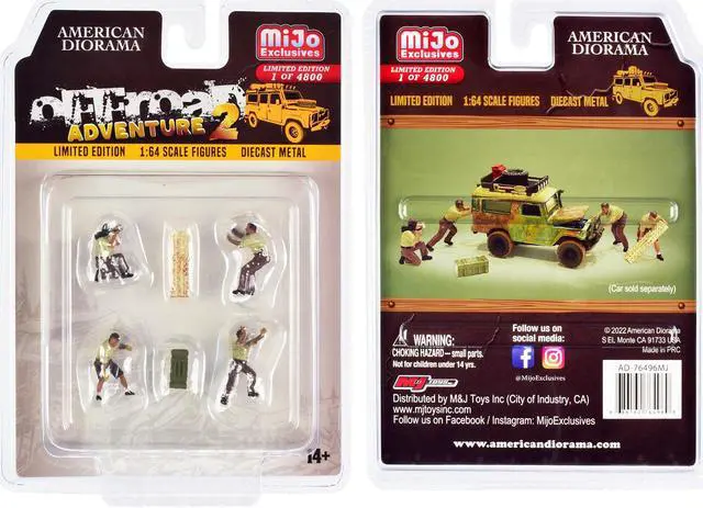 Alt view image 5 of 5 - "Off-Road Adventure 2" 6 piece Diecast Set (4 Male Figurines and 2 Accessories) Limited Edition to 4800 pieces Worldwide for 1/64 Scale Models by American Diorama