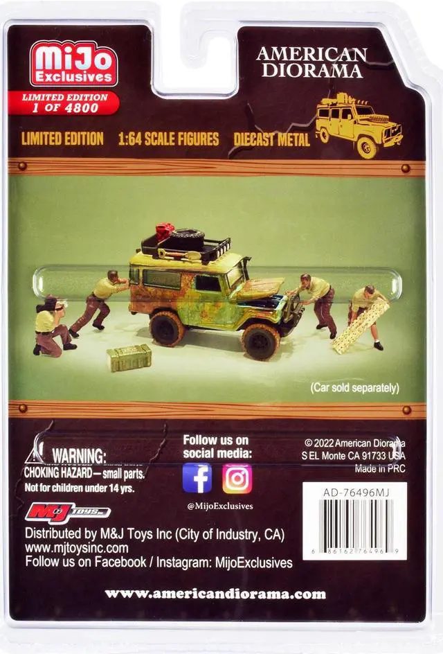 Alt view image 4 of 5 - "Off-Road Adventure 2" 6 piece Diecast Set (4 Male Figurines and 2 Accessories) Limited Edition to 4800 pieces Worldwide for 1/64 Scale Models by American Diorama