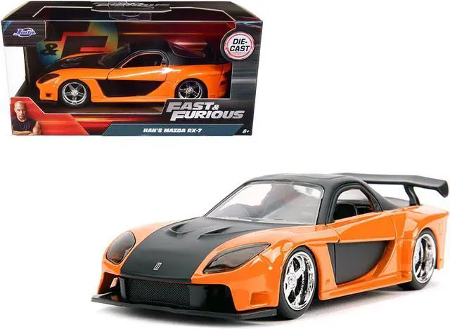 Alt view image 2 of 7 - Han's Mazda RX-7 RHD (Right Hand Drive) Orange Metallic and Black "Fast & Furious" Movie 1/32 Diecast Model Car by Jada