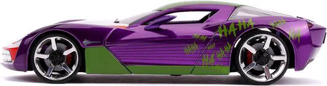 Alt view image 5 of 6 - 2009 Chevrolet Corvette Stingray with Joker Diecast Figurine "DC Comics" Series 1/24 Diecast Model Car by Jada