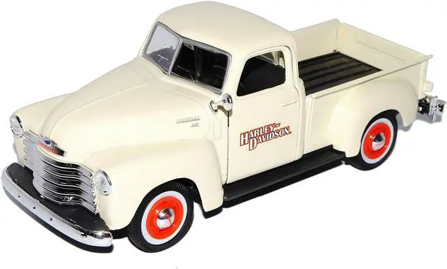 Alt view image 4 of 5 - Maisto 32194 1950 Chevrolet 3100 Pickup Truck Harley Davidson 1-25 with 2001 FLSTS Heritage Springer Motorcycle 1-24 Diecast Model