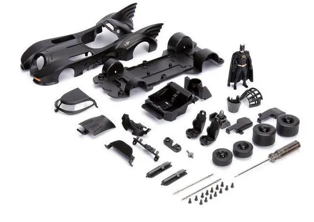 Alt view image 3 of 5 - Model Kit Batmobile Matt Black with Batman Diecast Figurine "Batman" (1989) Movie "Build N' Collect" 1/24 Diecast Model Car by Jada