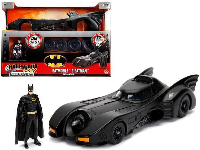 Alt view image 2 of 5 - Model Kit Batmobile Matt Black with Batman Diecast Figurine "Batman" (1989) Movie "Build N' Collect" 1/24 Diecast Model Car by Jada