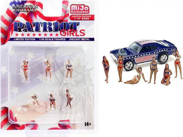 Alt view image 3 of 6 - "Patriot Girls" 6 piece Diecast Figurines Set Limited Edition to 4800 pieces Worldwide for 1/64 Scale Models by American Diorama