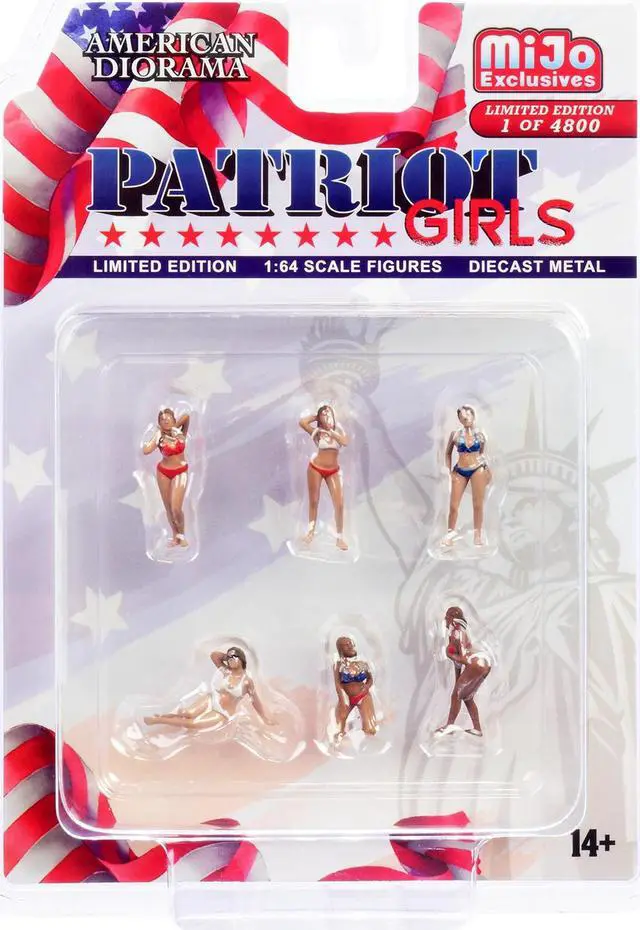 Alt view image 4 of 6 - "Patriot Girls" 6 piece Diecast Figurines Set Limited Edition to 4800 pieces Worldwide for 1/64 Scale Models by American Diorama