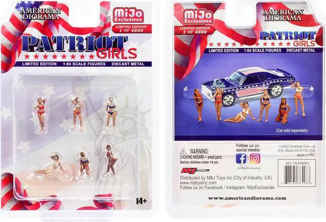 Alt view image 6 of 6 - "Patriot Girls" 6 piece Diecast Figurines Set Limited Edition to 4800 pieces Worldwide for 1/64 Scale Models by American Diorama