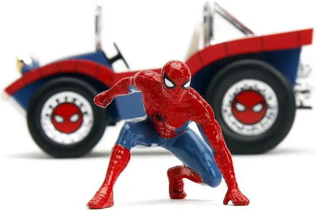 Alt view image 6 of 12 - Dune Buggy Red and Blue with Graphics and Spider-Man Diecast Figure "Marvel Spider-Man" 1/24 Diecast Model Car by Jada