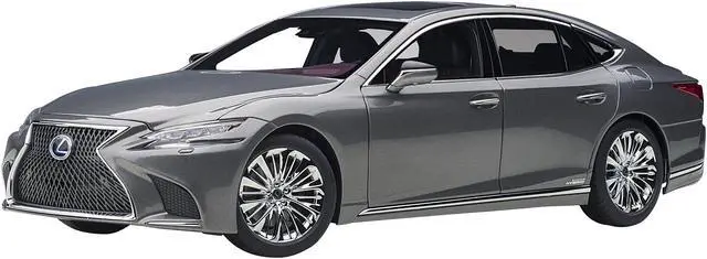 Alt view image 8 of 17 - Lexus LS500h Manganese Luster Gray Metallic with Crimson and Black Interior 1/18 Model Car by Autoart