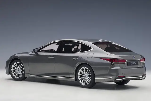 Alt view image 12 of 17 - Lexus LS500h Manganese Luster Gray Metallic with Crimson and Black Interior 1/18 Model Car by Autoart