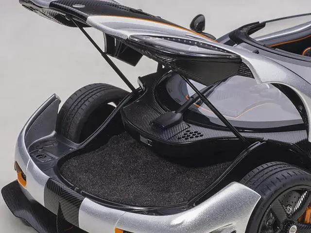 Alt view image 8 of 11 - Koenigsegg Agera RS Moon Silver with Carbon and Orange Accents 1/18  Model Car by Autoart