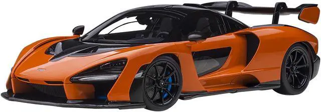 Alt view image 6 of 14 - Mclaren Senna Trophy Mira Orange and Black with Carbon Accents 1/18 Model Car by Autoart